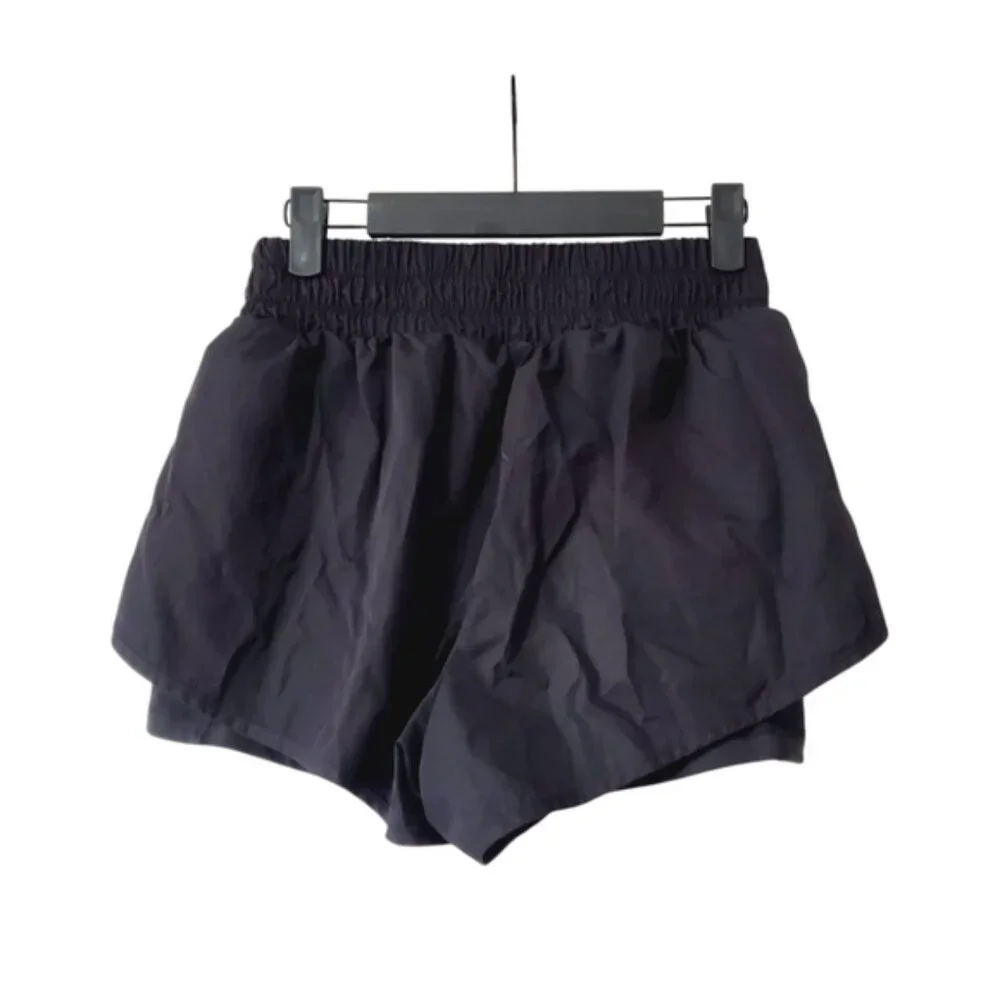 Aerie Offline Hugger Champ High Rise Black Nylon Gym Running Lounge Shorts M - Picture 3 of 8